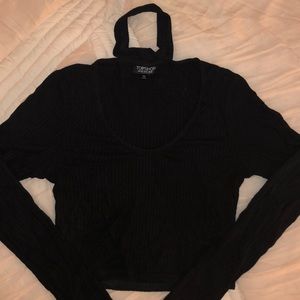TOPSHOP choker cropped shirt